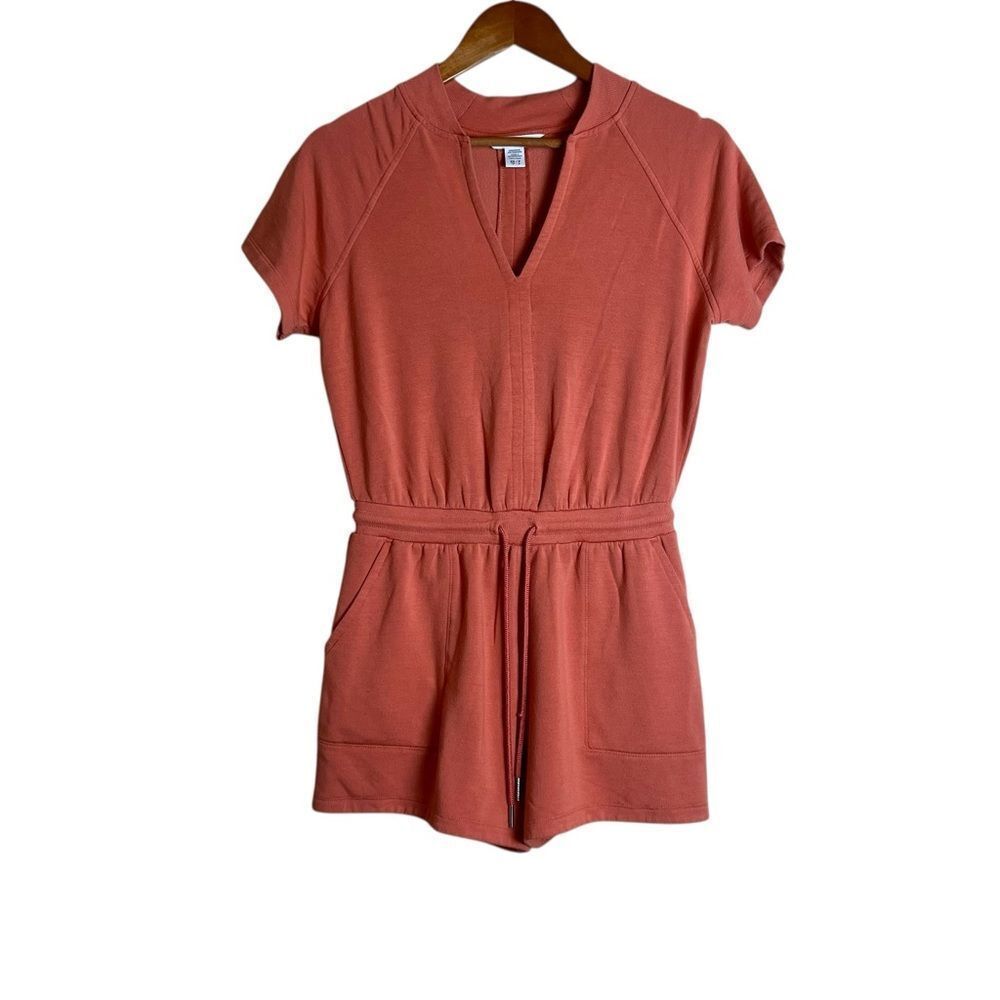 Athleta light orange fleece romper. Size xs